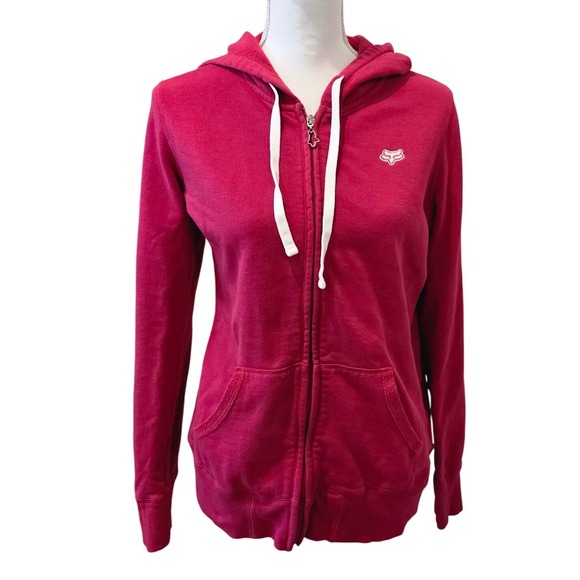 Fox Racing Tops - Fox Racing Womens Magenta Pink Full Zip Hoodie Fleece Embroidered Logo Large